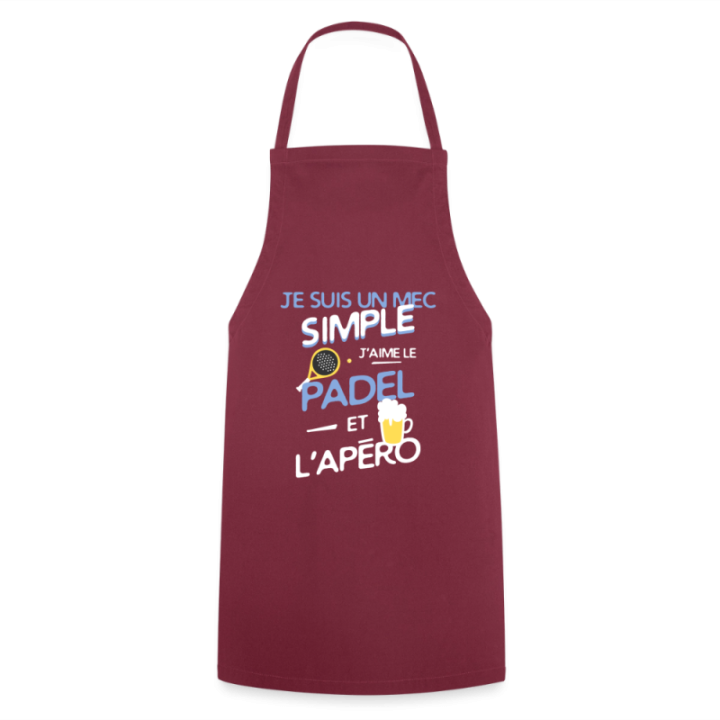 Tablier de cuisine - Un mec simple: Padel et apéro - bordeaux - front