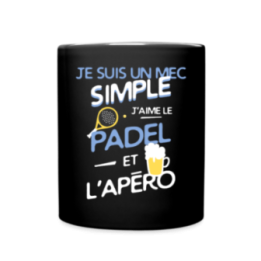 Mug uni - Un mec simple: Padel et apéro - noir - front