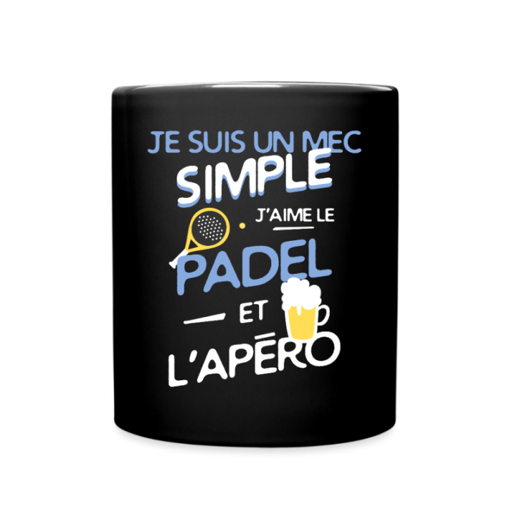 Mug uni - Un mec simple: Padel et apéro - noir - front