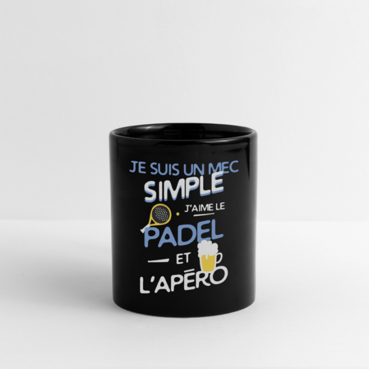 Mug uni - Un mec simple: Padel et apéro - noir - front