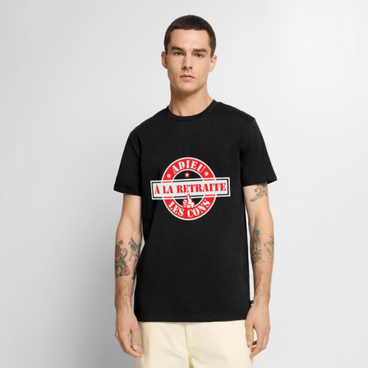 T-shirt premium homme - À la retraite: Adieu les cons - noir - front