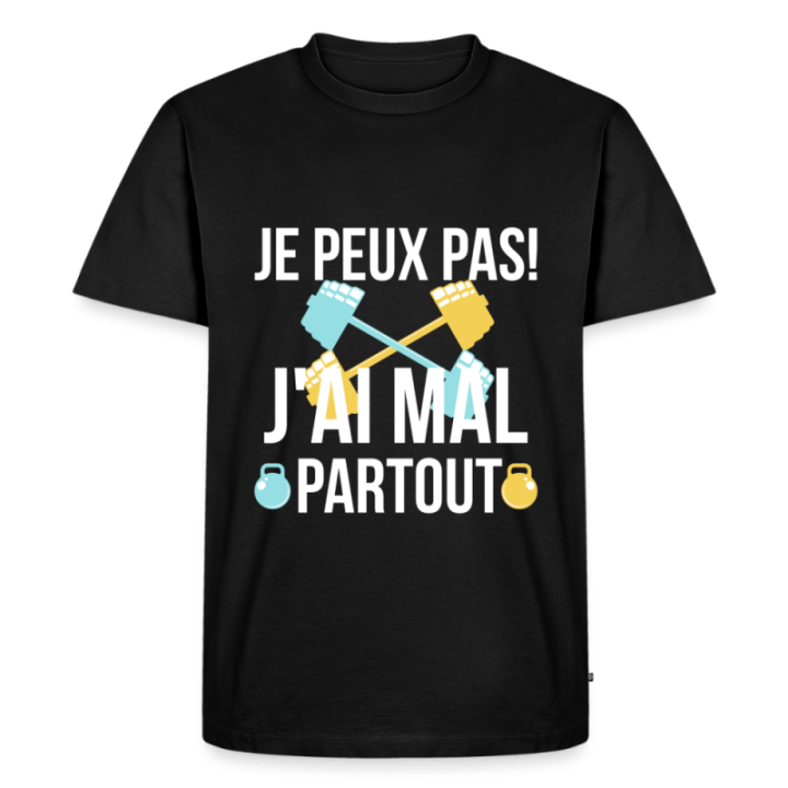 T-shirt premium homme - Je peux pas j'ai mal partout - noir - front