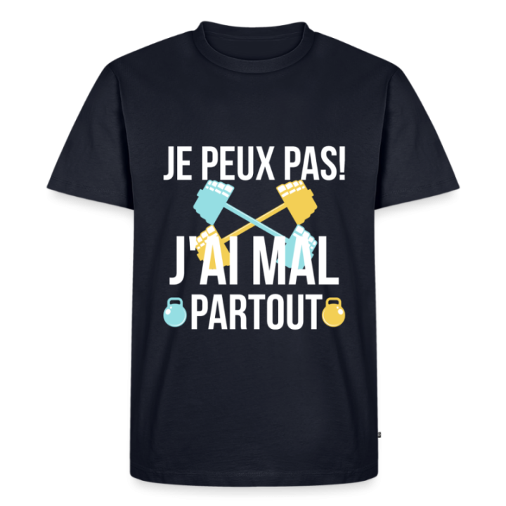 T-shirt premium homme - Je peux pas j'ai mal partout - bleu marine - front