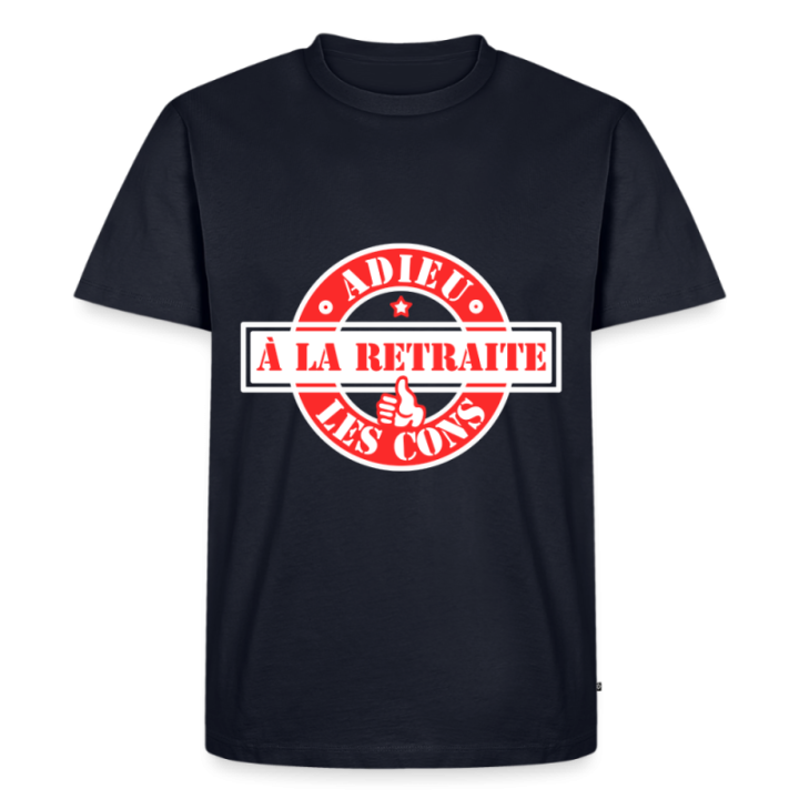 T-shirt premium homme - À la retraite: Adieu les cons - bleu marine - front