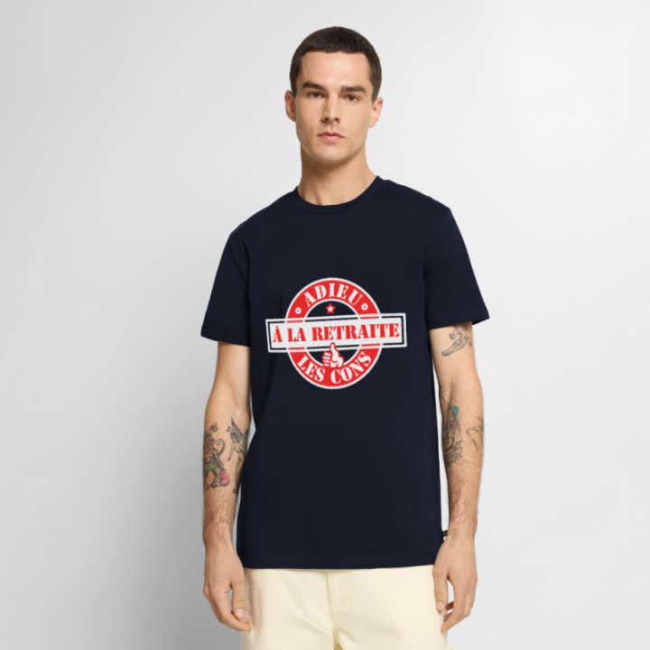 T-shirt premium homme - À la retraite: Adieu les cons - bleu marine - front