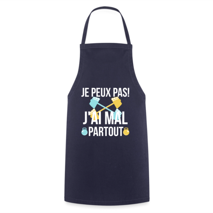 Tablier de cuisine - Je peux pas j'ai mal partout - marine - front