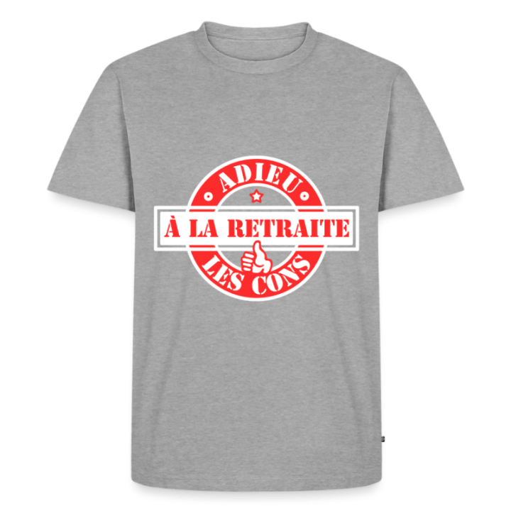 T-shirt premium homme - À la retraite: Adieu les cons - gris chiné - front