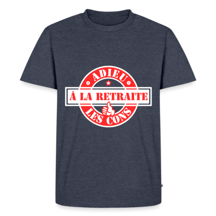 T-shirt premium homme - À la retraite: Adieu les cons - bleu jeans  - front