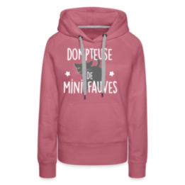 Sweat-shirt à capuche premium femme - Dompteuse de mini fauves - mauve - front