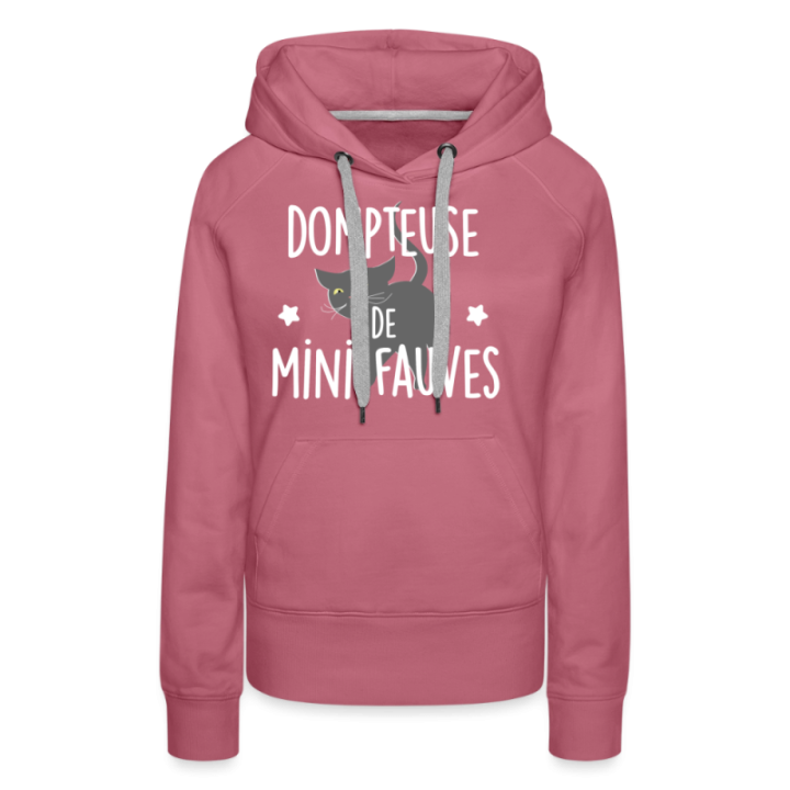 Sweat-shirt à capuche premium femme - Dompteuse de mini fauves - mauve - front