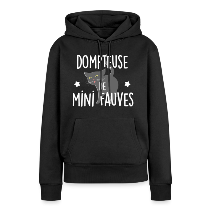 Sweat-shirt à capuche premium femme - Dompteuse de mini fauves - noir - front