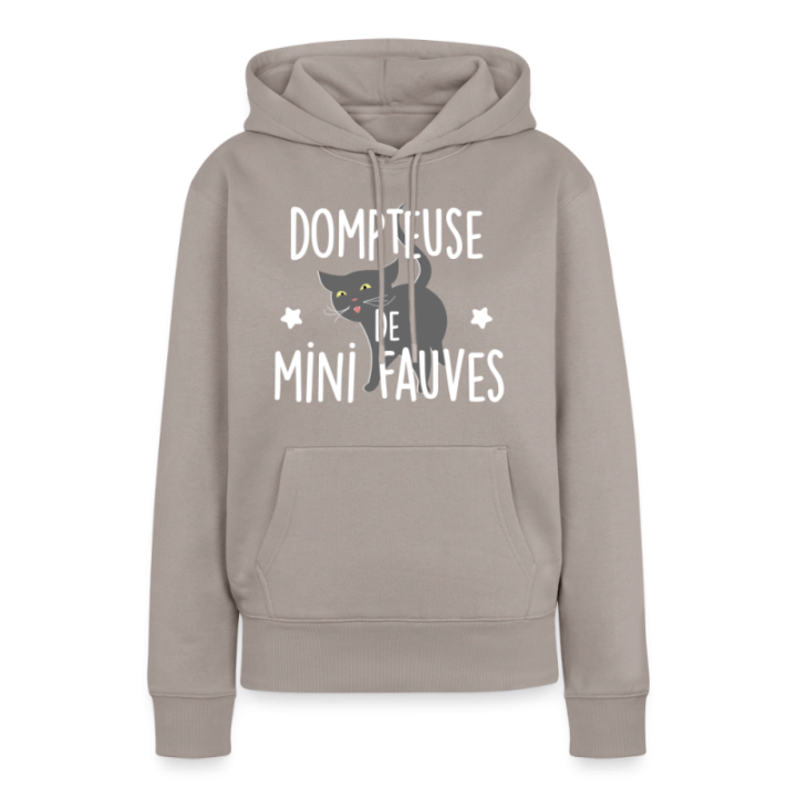 Sweat-shirt à capuche premium femme - Dompteuse de mini fauves - taupe - front