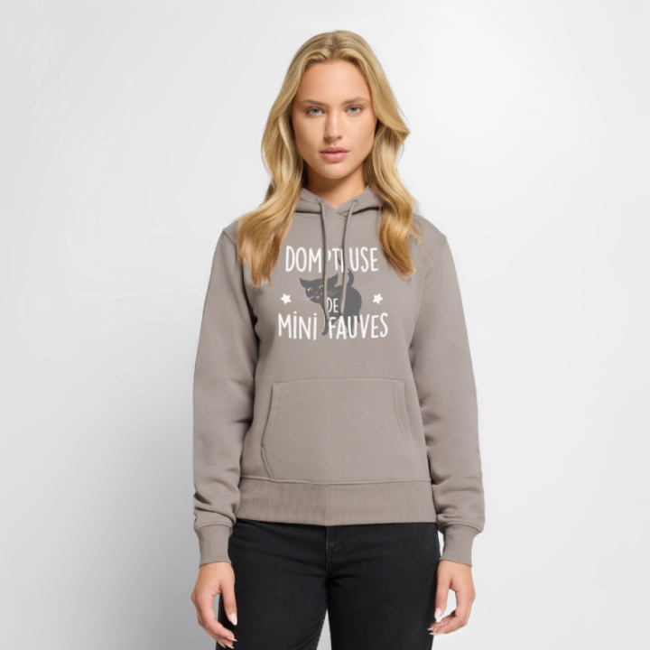 Sweat-shirt à capuche premium femme - Dompteuse de mini fauves - taupe - front