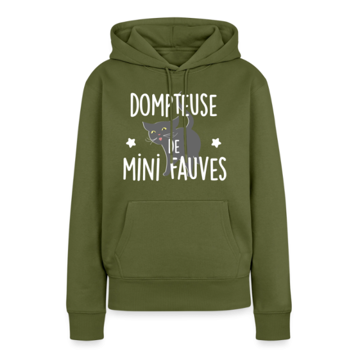 Sweat-shirt à capuche premium femme - Dompteuse de mini fauves - kaki - front