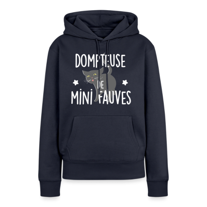 Sweat-shirt à capuche premium femme - Dompteuse de mini fauves - bleu marine - front