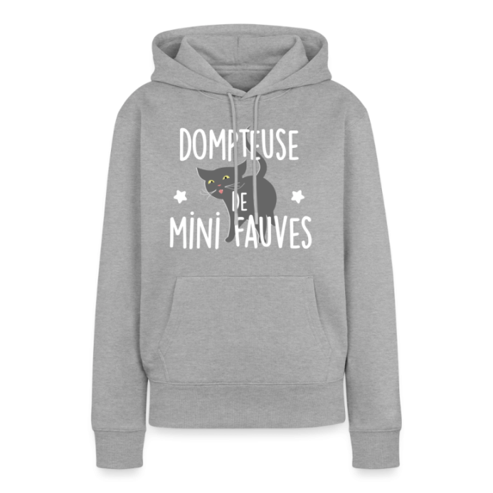 Sweat-shirt à capuche premium femme - Dompteuse de mini fauves - gris chiné - front