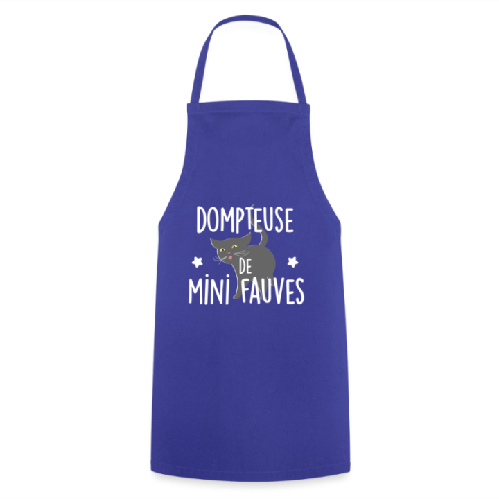 Tablier de cuisine - Dompteuse de mini fauves - bleu royal - front