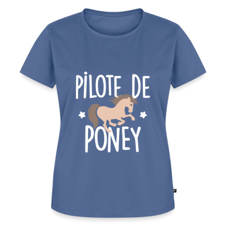 T-shirt premium femme - Pilote de poney - bleu pigeon - front