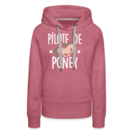 Sweat-shirt à capuche premium femme - Pilote de poney - mauve - front