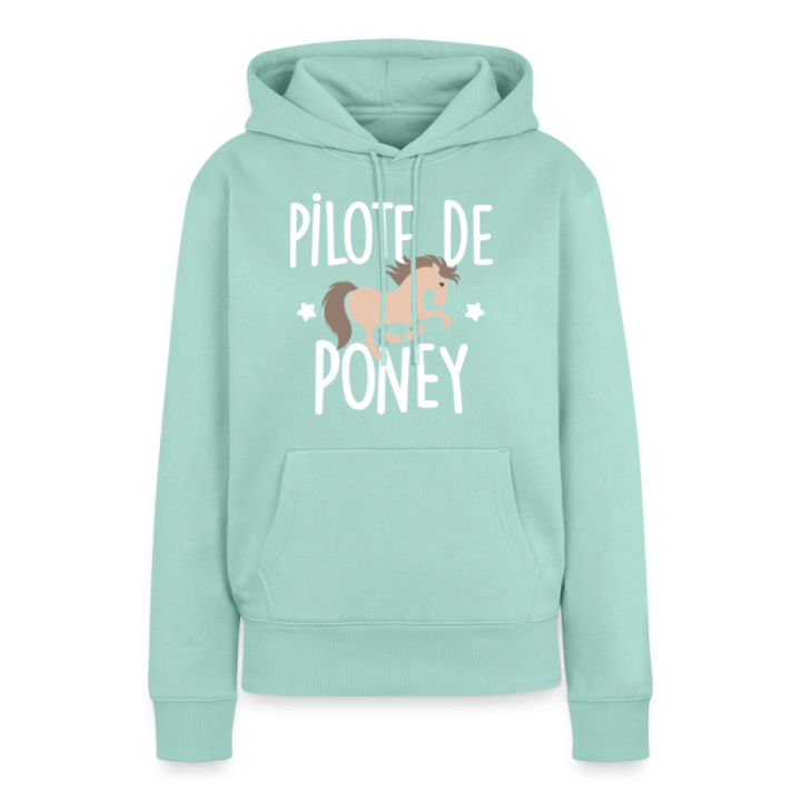 Sweat-shirt à capuche premium femme - Pilote de poney - menthe  - front