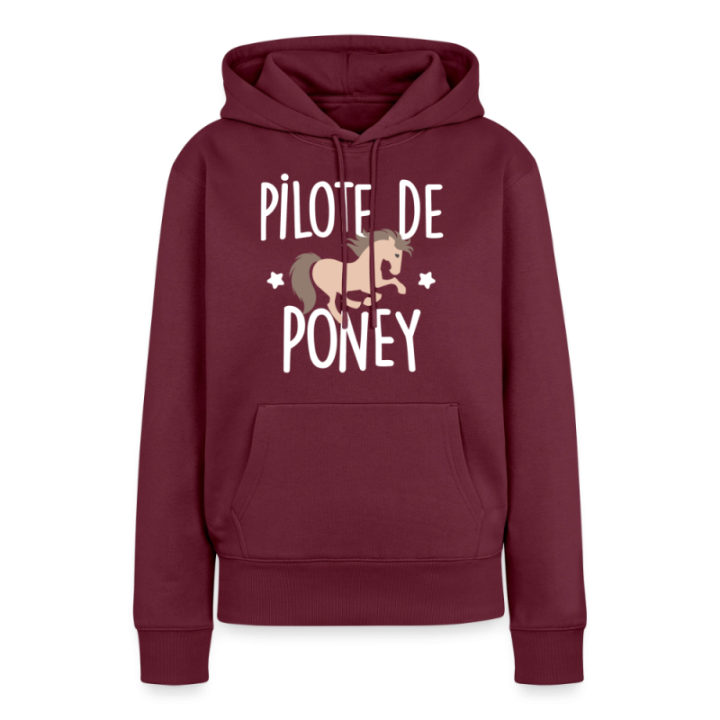 Sweat-shirt à capuche premium femme - Pilote de poney - bourgogne - front