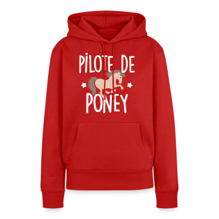 Sweat-shirt à capuche premium femme - Pilote de poney - rouge - front