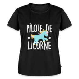T-shirt premium femme - Pilote de licorne - noir - front