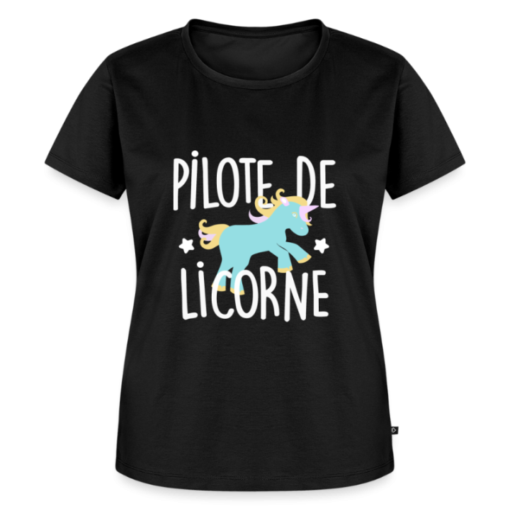 T-shirt premium femme - Pilote de licorne - noir - front