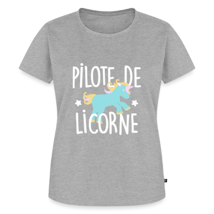 T-shirt premium femme - Pilote de licorne - gris chiné - front