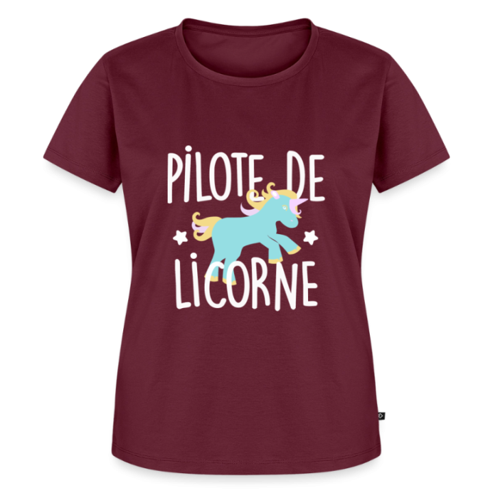 T-shirt premium femme - Pilote de licorne - bourgogne - front