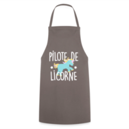 Tablier de cuisine - Pilote de licorne - gris - front