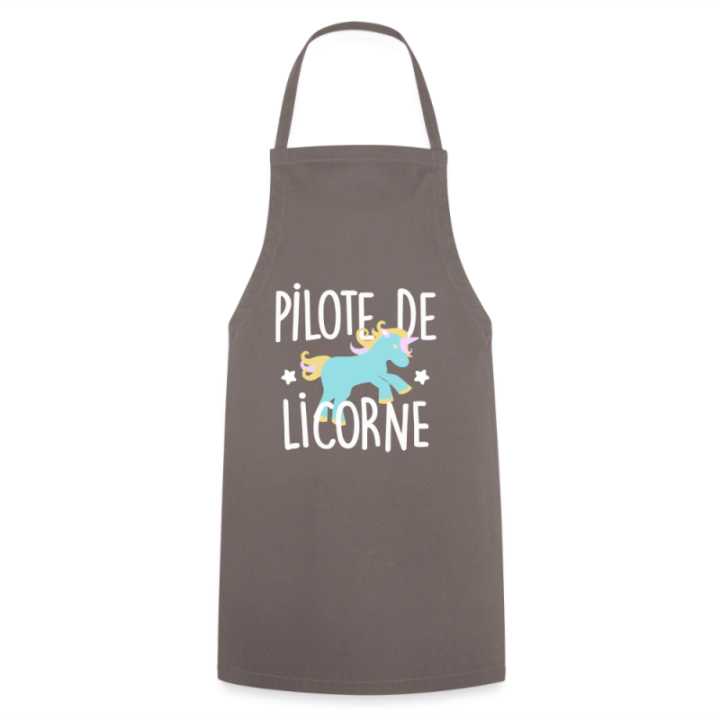 Tablier de cuisine - Pilote de licorne - gris - front