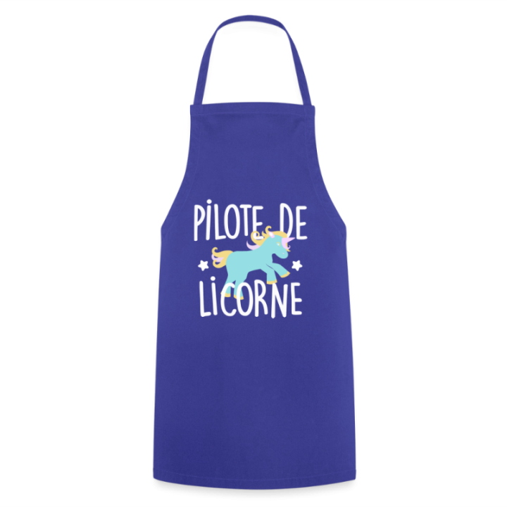 Tablier de cuisine - Pilote de licorne - bleu royal - front