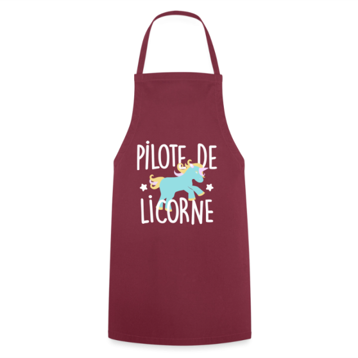 Tablier de cuisine - Pilote de licorne - bordeaux - front