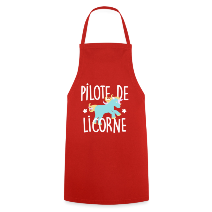 Tablier de cuisine - Pilote de licorne - rouge - front