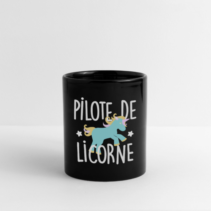 Mug uni - Pilote de licorne - noir - front