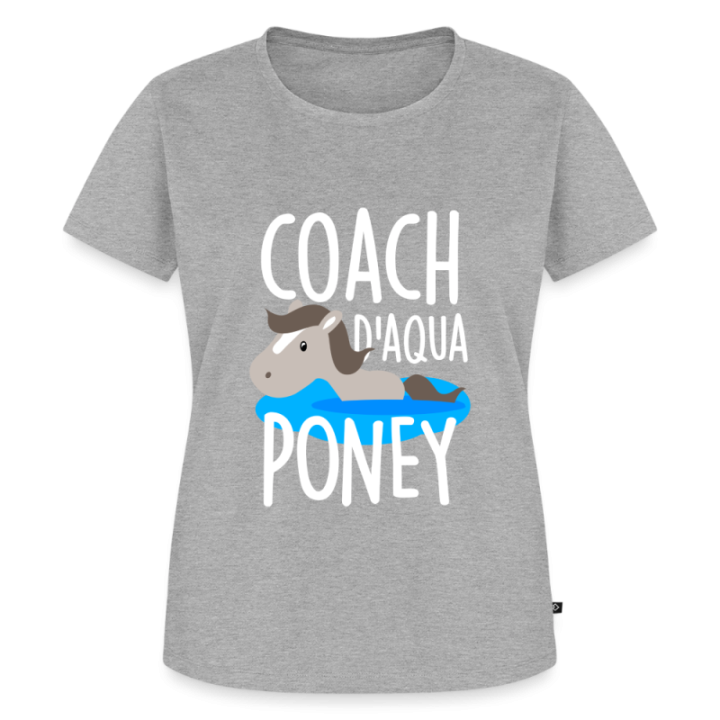 T-shirt premium femme - Coach d'aqua-poney - gris chiné - front