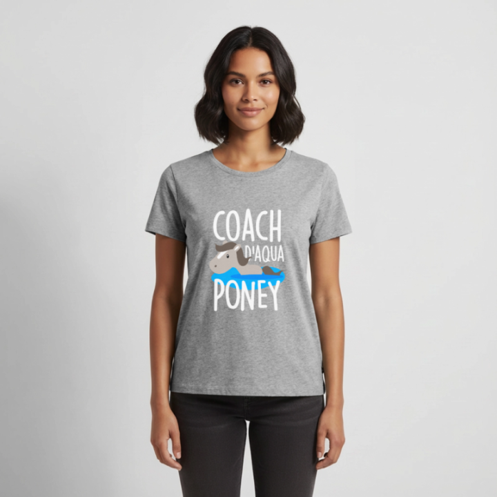 T-shirt premium femme - Coach d'aqua-poney - gris chiné - front