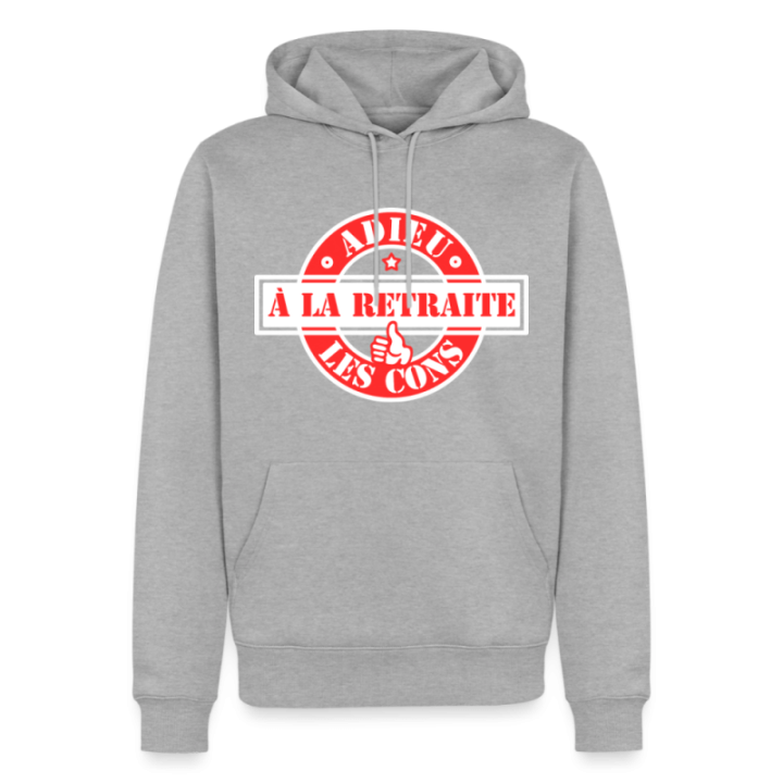Sweat-shirt à capuche premium homme - À la retraite: Adieu les cons - gris chiné - front