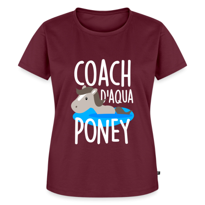 T-shirt premium femme - Coach d'aqua-poney - bourgogne - front