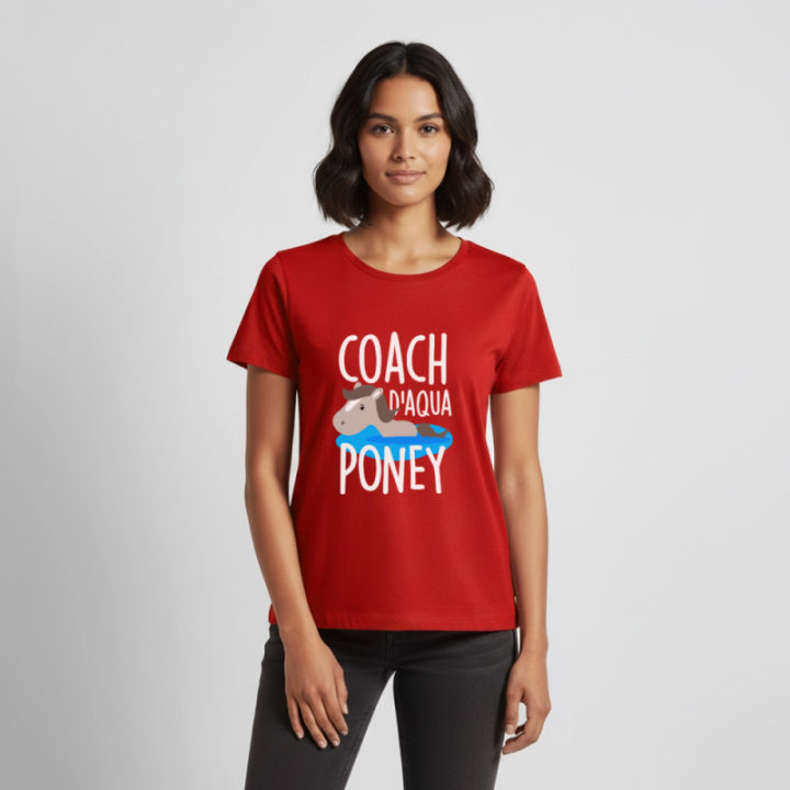T-shirt premium femme - Coach d'aqua-poney - rouge - front