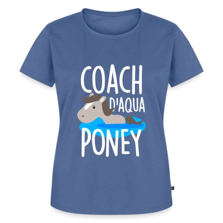 T-shirt premium femme - Coach d'aqua-poney - bleu pigeon - front
