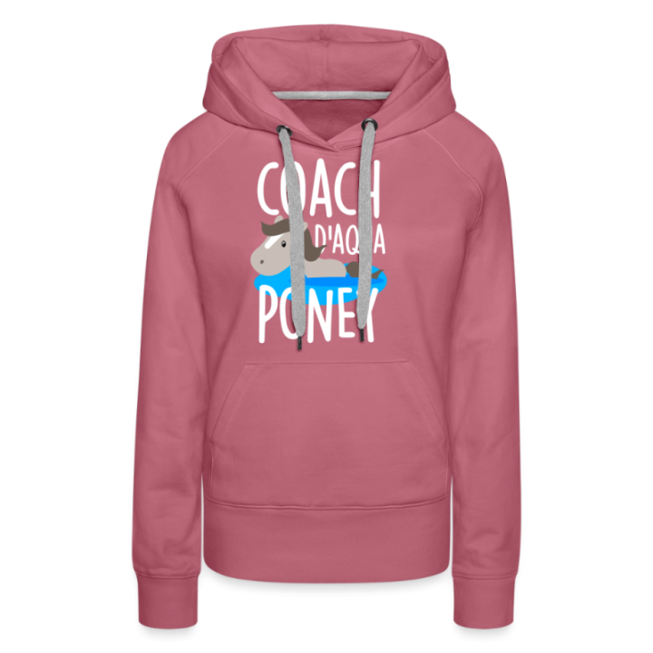 Sweat-shirt à capuche premium femme - Coach d'aqua-poney - mauve - front