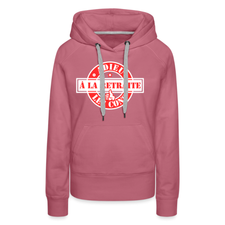 Sweat-shirt à capuche premium femme - À la retraite: Adieu les cons - mauve - front
