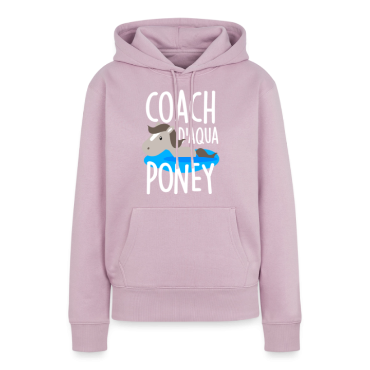 Sweat-shirt à capuche premium femme - Coach d'aqua-poney - rose poudré - front