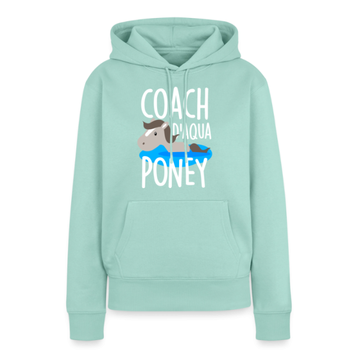 Sweat-shirt à capuche premium femme - Coach d'aqua-poney - menthe  - front