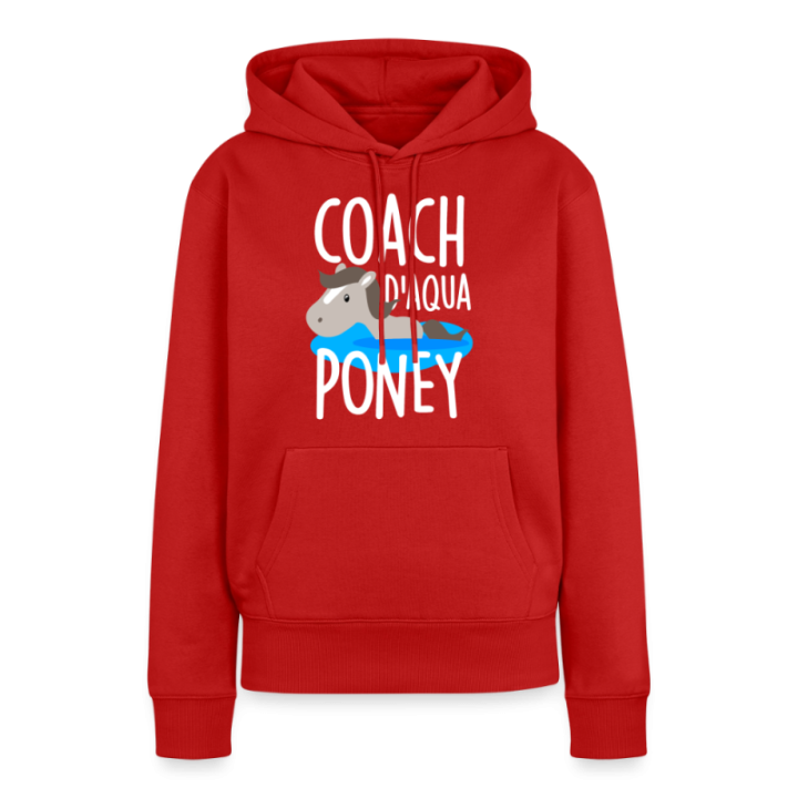 Sweat-shirt à capuche premium femme - Coach d'aqua-poney - rouge - front