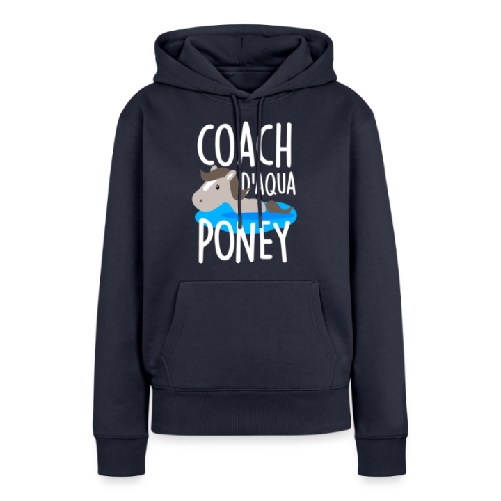 Sweat-shirt à capuche premium femme - Coach d'aqua-poney - bleu marine - front