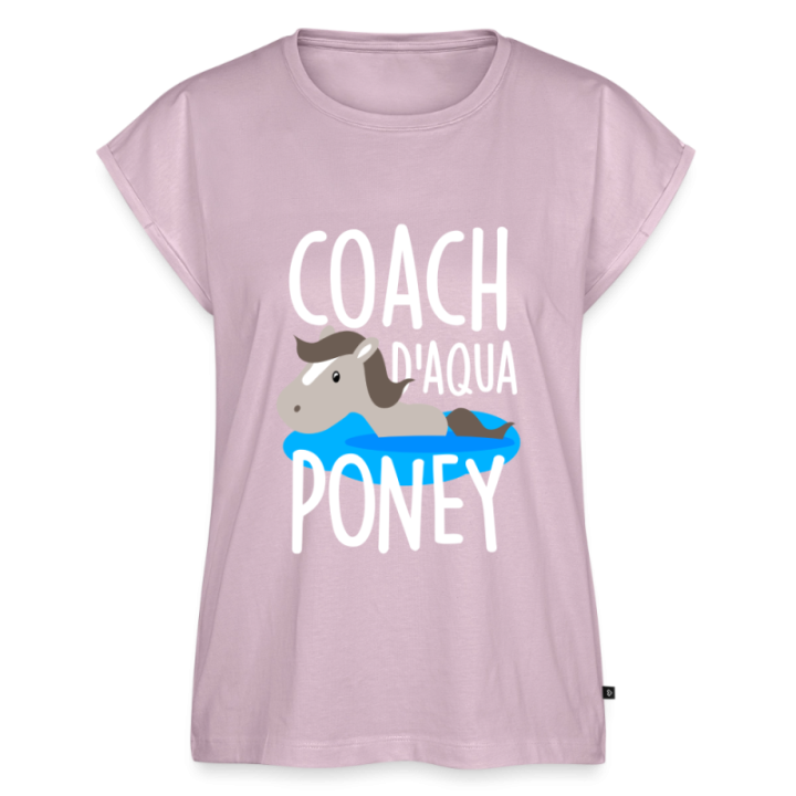 T-shirt à manches retroussées femme - Coach d'aqua-poney - rose poudré - front