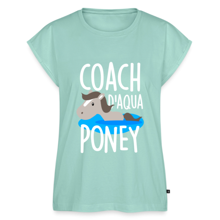 T-shirt à manches retroussées femme - Coach d'aqua-poney - menthe  - front
